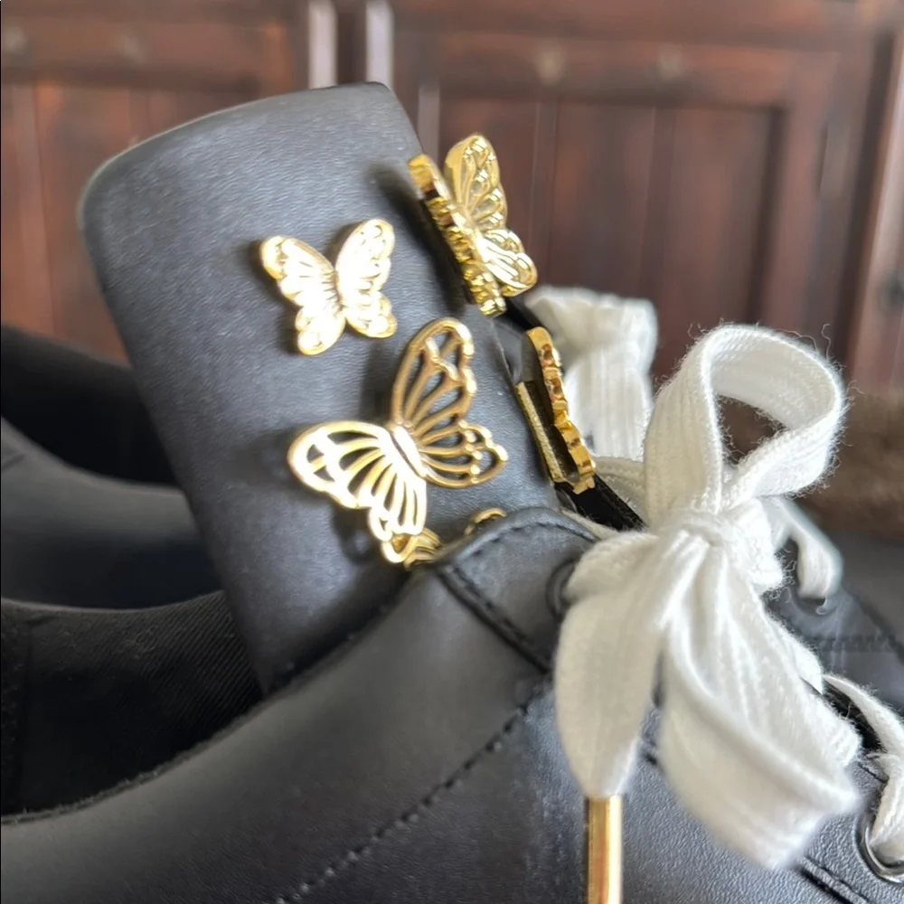 Michael Kors Black and Gold High-Top Sneakers - Picture 3 of 6